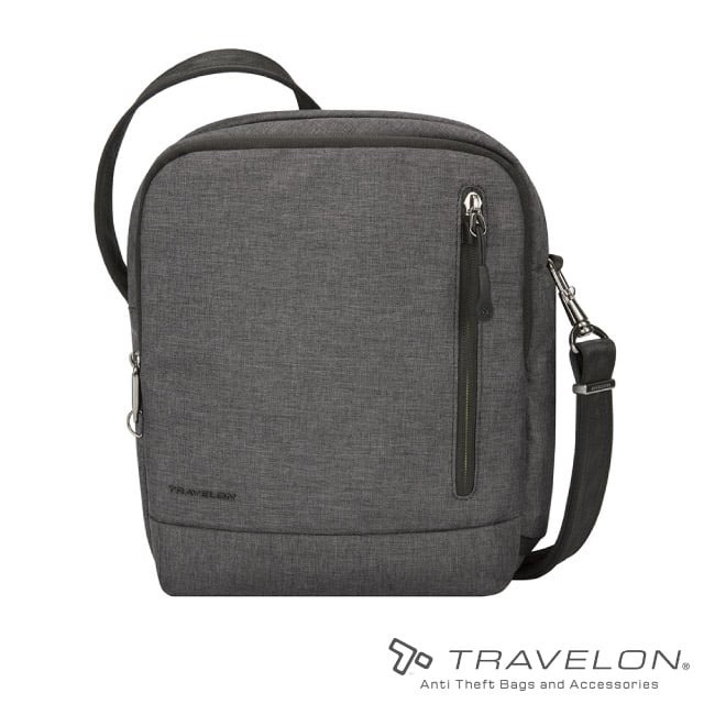 【Travelon】URBAN 防盜城市斜背包.旅遊肩背包.隨身包/防割斷鋼絲肩帶.RFID護照包/TL-43496 灰✿30E010
